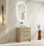 UNICASA RH-75F-NO RHEA FLUTED FREESTANDING VANITY 750MM NATURAL OAK