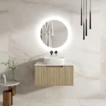 UNICASA RH-75W-NO RHEA FLUTED WALL HUNG VANITY 750MM NATURAL OAK
