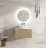 UNICASA RH-75W-NO RHEA FLUTED WALL HUNG VANITY 750MM NATURAL OAK