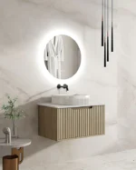 UNICASA RH-75W-NO RHEA FLUTED WALL HUNG VANITY 750MM NATURAL OAK