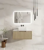 UNICASA RH-90W-NO RHEA FLUTED WALL HUNG VANITY 900MM NATURAL OAK