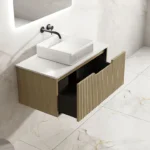 UNICASA RH-90W-NO RHEA FLUTED WALL HUNG VANITY 900MM NATURAL OAK