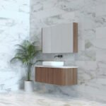 ABS RIVA WH1200-ST BERGEN CURVE FLUTED WALL HUNG VANITY 1200MM SINGLE BOWL SOLID TIMBER FINISH