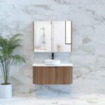ABS RIVA WH900-ST BERGEN CURVE FLUTED WALL HUNG VANITY 900MM SOLID TIMBER FINISH
