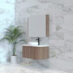 ABS RIVA WH900-ST BERGEN CURVE FLUTED WALL HUNG VANITY 900MM SOLID TIMBER FINISH