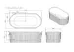 UNICASA TY-GW TYLER FREESTANDING FLUTED BATH GLOSS WHITE