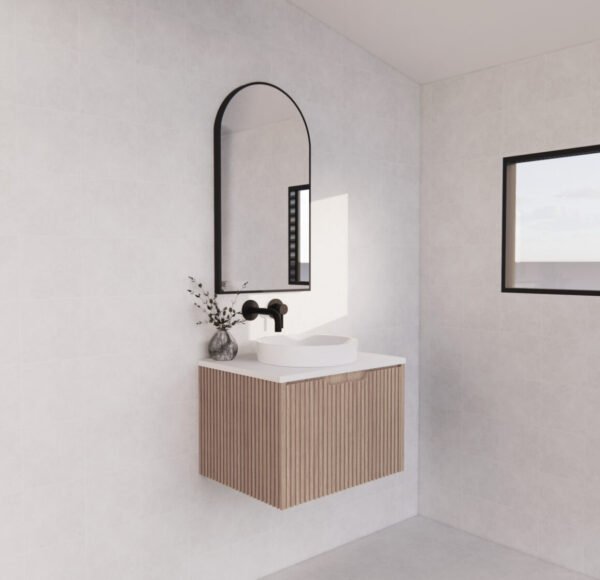 ABS RIVA WH600-AO VIENNA FLUTED WALL HUNG VANITY 600MM AMERICAN OAK
