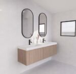 ABS RIVA WH1500D-AO VIENNA FLUTED WALL HUNG VANITY 1500MM DOUBLE BOWL AMERICAN OAK