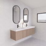 ABS RIVA WH1500D-AO VIENNA FLUTED WALL HUNG VANITY 1500MM DOUBLE BOWL AMERICAN OAK