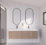 ABS RIVA WH1500D-AO VIENNA FLUTED WALL HUNG VANITY 1500MM DOUBLE BOWL AMERICAN OAK