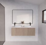 ABS RIVA WH1200D-AO VIENNA FLUTED WALL HUNG VANITY 1200MM DOUBLE BOWL AMERICAN OAK