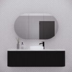 ABS RIVA LONDON OVAL MIRROR CABINET 1200x700x140MM MATTE BLACK