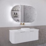 ABS RIVA PARIS LED OVAL MIRROR CABINET 1200x700x150MM MATTE WHITE