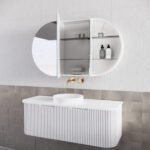 ABS RIVA LONDON OVAL MIRROR CABINET 1200x700x140MM MATTE WHITE