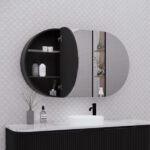 ABS RIVA LONDON OVAL MIRROR CABINET 1200x700x140MM MATTE BLACK