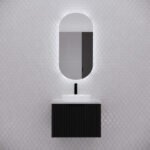 ABS RIVA PARIS LED OVAL MIRROR CABINET 450x870x150MM MATTE BLACK
