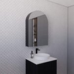 ABS RIVA LONDON ARCH MIRROR CABINET 600x870x140MM MATTE BLACK
