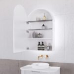 ABS RIVA PARIS LED ARCH MIRROR CABINET 605x872x150MM MATTE WHITE