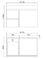 ABS RIVA WH750-GW LESS WALL HUNG VANITY 750MM LEFT/RIGHT HAND DRAWERS GLOSS WHITE