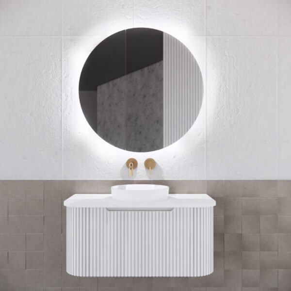 ABS RIVA PARIS LED ROUND MIRROR CABINET 800x800x150MM MATTE WHITE