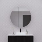 ABS RIVA LONDON ROUND MIRROR CABINET 800x800x140MM MATTE BLACK