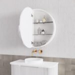 ABS RIVA LONDON ROUND MIRROR CABINET 800x800x140MM MATTE WHITE