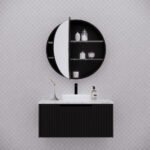 ABS RIVA LONDON ROUND MIRROR CABINET 800x800x140MM MATTE BLACK