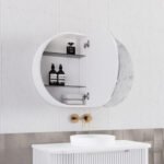 ABS RIVA LONDON OVAL MIRROR CABINET 870x600x140MM MATTE WHITE