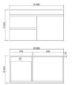 ABS RIVA WH900-GW LESS WALL HUNG VANITY 900MM LEFT/RIGHT HAND DRAWERS GLOSS WHITE