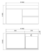 ABS RIVA WH900-GW LESS WALL HUNG VANITY 900MM LEFT/RIGHT HAND DRAWERS GLOSS WHITE