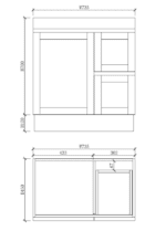 ABS RIVA FS750-MW MIAMI SHAKER FREESTANDING VANITY 750MM LEFT/RIGHT HAND DRAWERS MATTE WHITE