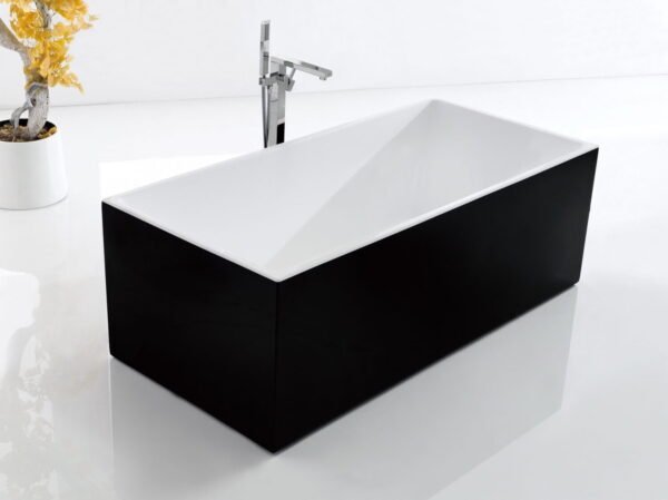 ABS RIVA AMBER BLACK SQUARE FREESTANDING BATH 1500/1700 GLOSS BLACK AND WHITE