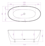 ABS RIVA DELTA SUPER SLIM EDGE OVAL EASY CLEAN FREESTANDING BATH 1500/1700 MATTE WHITE