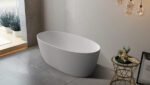 ABS RIVA DELTA SUPER SLIM EDGE OVAL EASY CLEAN FREESTANDING BATH 1500/1700 MATTE WHITE