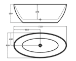 ABS RIVA FANTA OVAL FREESTANDING BATH 1700 GLOSS WHITE