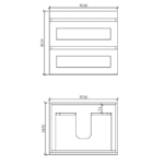 ABS RIVA WH600-MW HAWAII SHAKER WALL HUNG VANITY 600MM MATTE WHITE