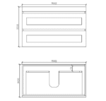 ABS RIVA WH900-MW HAWAII SHAKER WALL HUNG VANITY 900MM MATTE WHITE