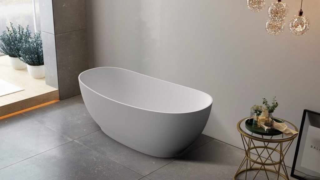 ABS RIVA LAYLA SUPER SLIM EDGE UNIQUE SHAPE EASY CLEAN FREESTANDING BATH 1500/1700 MATTE WHITE