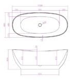 ABS RIVA LAYLA SUPER SLIM EDGE UNIQUE SHAPE EASY CLEAN FREESTANDING BATH 1500/1700 MATTE WHITE