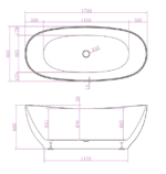 ABS RIVA LAYLA SUPER SLIM EDGE UNIQUE SHAPE EASY CLEAN FREESTANDING BATH 1500/1700 MATTE WHITE