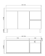 ABS RIVA FS900-GW LESS FREESTANDING VANITY 900MM LEFT/RIGHT HAND DRAWERS GLOSS WHITE