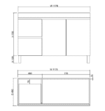 ABS RIVA FS900-GW LESS FREESTANDING VANITY 900MM LEFT/RIGHT HAND DRAWERS GLOSS WHITE