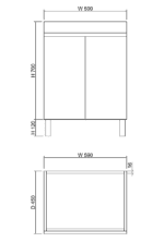 ABS RIVA FS600-GW LESS FREESTANDING VANITY 600MM GLOSS WHITE
