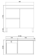 ABS RIVA FS900-GW LESS FREESTANDING VANITY 900MM LEFT/RIGHT HAND DRAWERS GLOSS WHITE