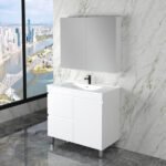 ABS RIVA FS900-GW LESS FREESTANDING VANITY 900MM LEFT/RIGHT HAND DRAWERS GLOSS WHITE