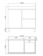 ABS RIVA FS900-GW LESS FREESTANDING VANITY 900MM LEFT/RIGHT HAND DRAWERS GLOSS WHITE