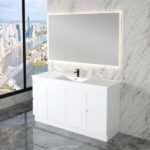 ABS RIVA FS1500M-GW LESS FREESTANDING VANITY 1500MM SINGLE/DOUBLE BOWL GLOSS WHITE