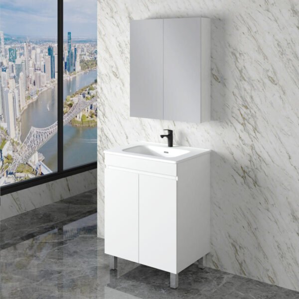 ABS RIVA FS600-GW LESS FREESTANDING VANITY 600MM GLOSS WHITE