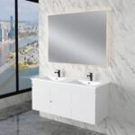 ABS RIVA WH1200M-GW LESS WALL HUNG VANITY 1200MM DOUBLE BOWL GLOSS WHITE