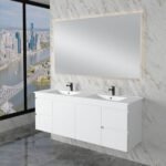 ABS RIVA WH1500M-GW LESS WALL HUNG VANITY 1500MM SINGLE/DOUBLE BOWL GLOSS WHITE